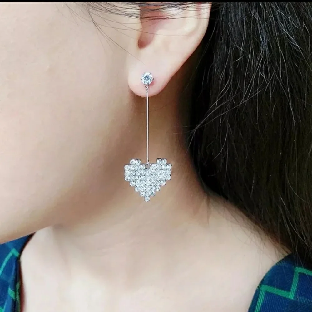 Beautiful Rhinestone Heart Earringsπππππ - Picture 9 of 11